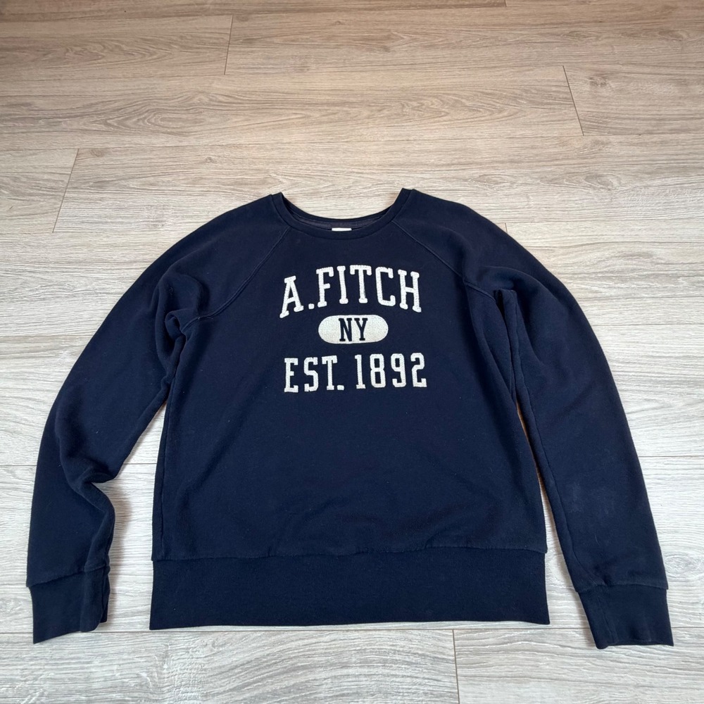 Abercrombie & Fitch Navy‎ Blue EST 1892 NY Graphic Sweatshirt Womens Size L